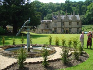 Peter Clarke and guest admire the gardens