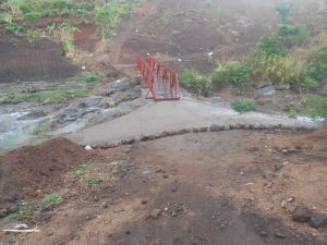 A point where the concrete slab meets earth