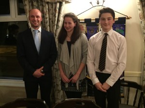 Jasmine Moore, Angus Buckland and their teacher Alan Cummings